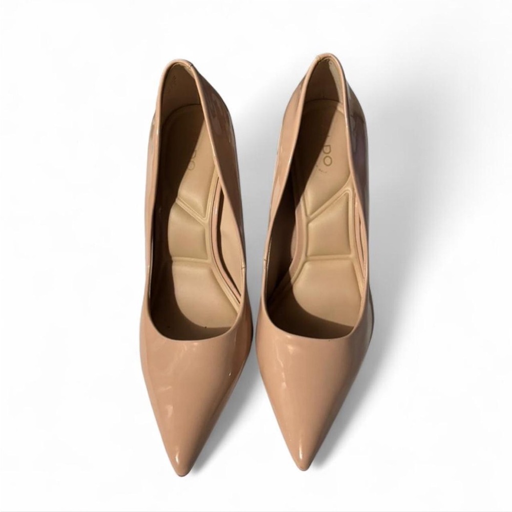 Aldo Beige Patent Leather Elegant Nude Stiletto Heels Size 9